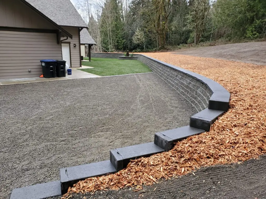 Gravel area with landscaped border