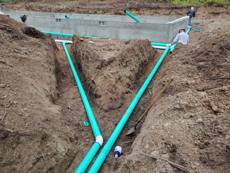 Drainage system installed around a new foundation of home